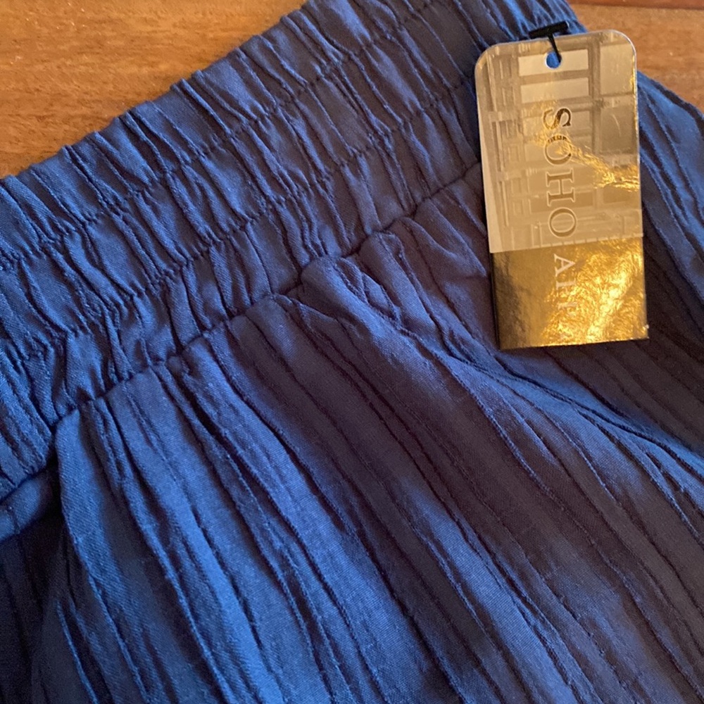SOHO Apparel NWT Dressy Blue Pants Elastic wTie Belt Waist / Size XL - Picture 10 of 14